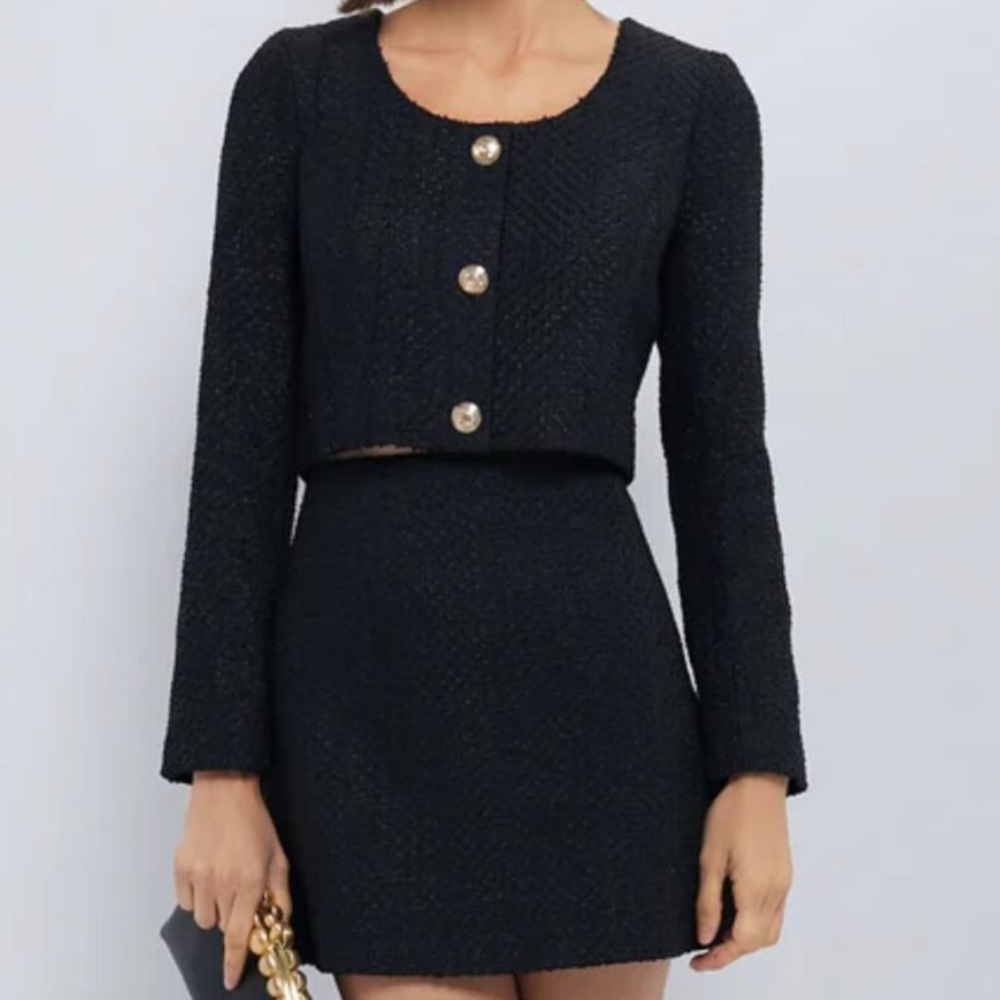 Tuckernuck Hyacinth House Black Tweed Top & Miniskirt S/M